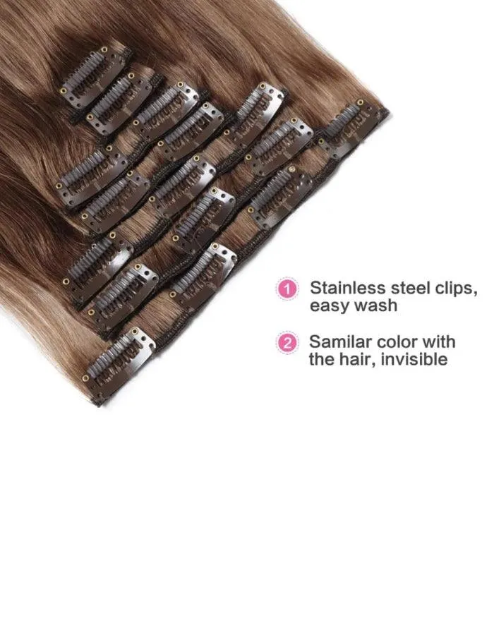 16 Clip Light Brown Extension | Zebaish Wigs & Extensions