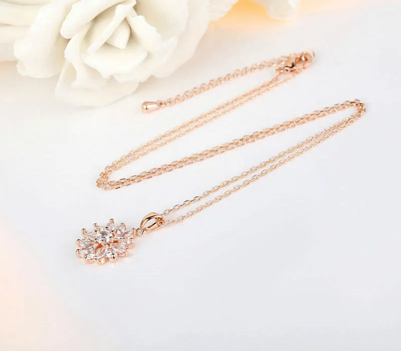 18K Rose Gold Plated Necklaces Pendants with Multi Color AAA Cubic Zircon For Women Christmas Gift