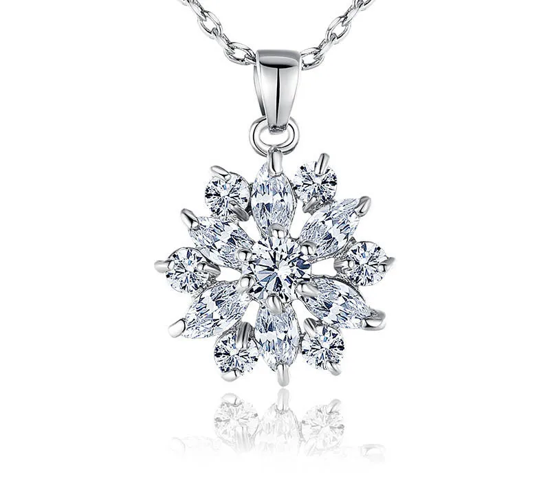 18K Rose Gold Plated Necklaces Pendants with Multi Color AAA Cubic Zircon For Women Christmas Gift