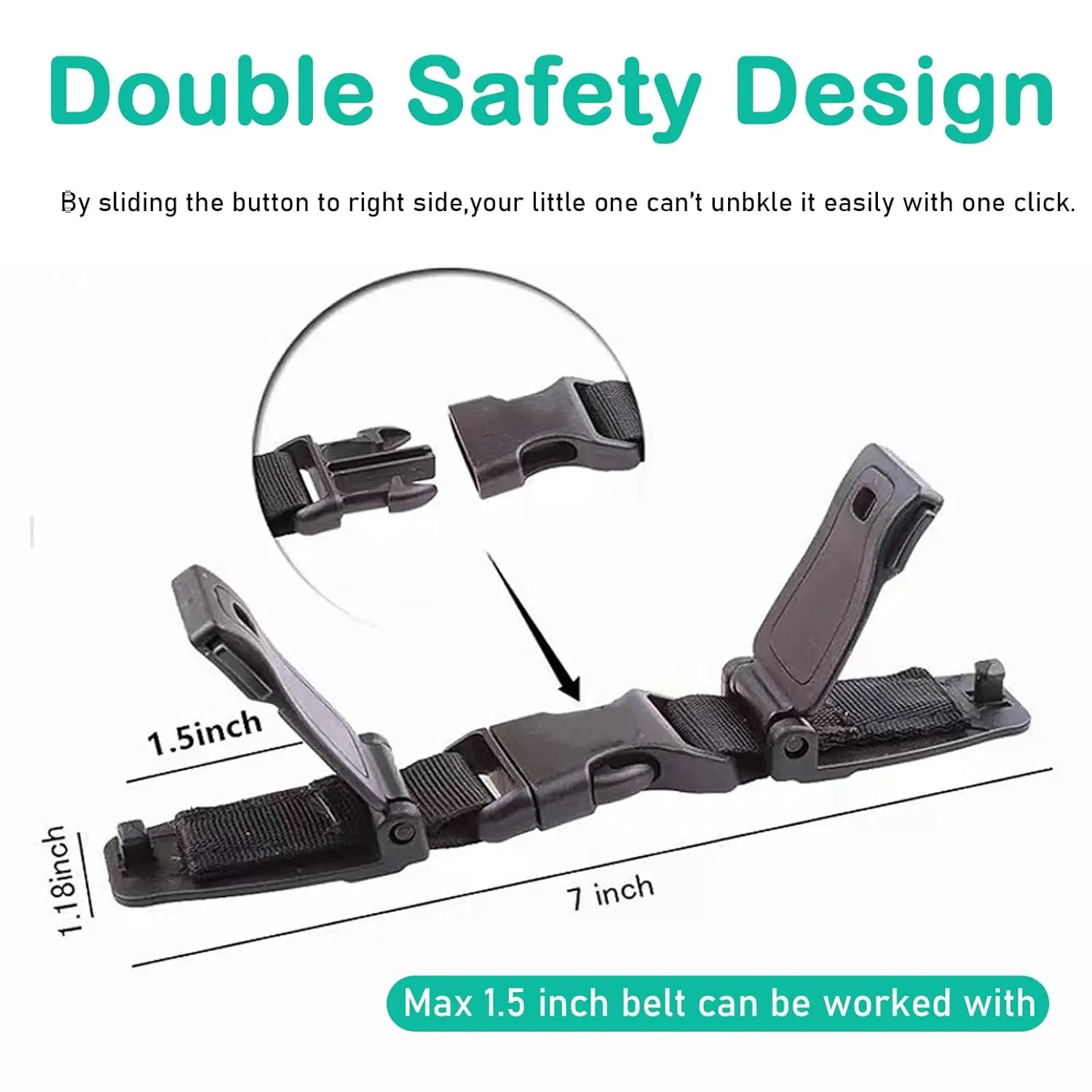 2 Pcs Seat Chest Harness Buckle,Anti Escape Seat Strap Baby Harness Chest Buckle,Baby Anti-Slip Safety Strap,for Strollers,High Chairs,Baby Carrier,Schoolbags(Black)