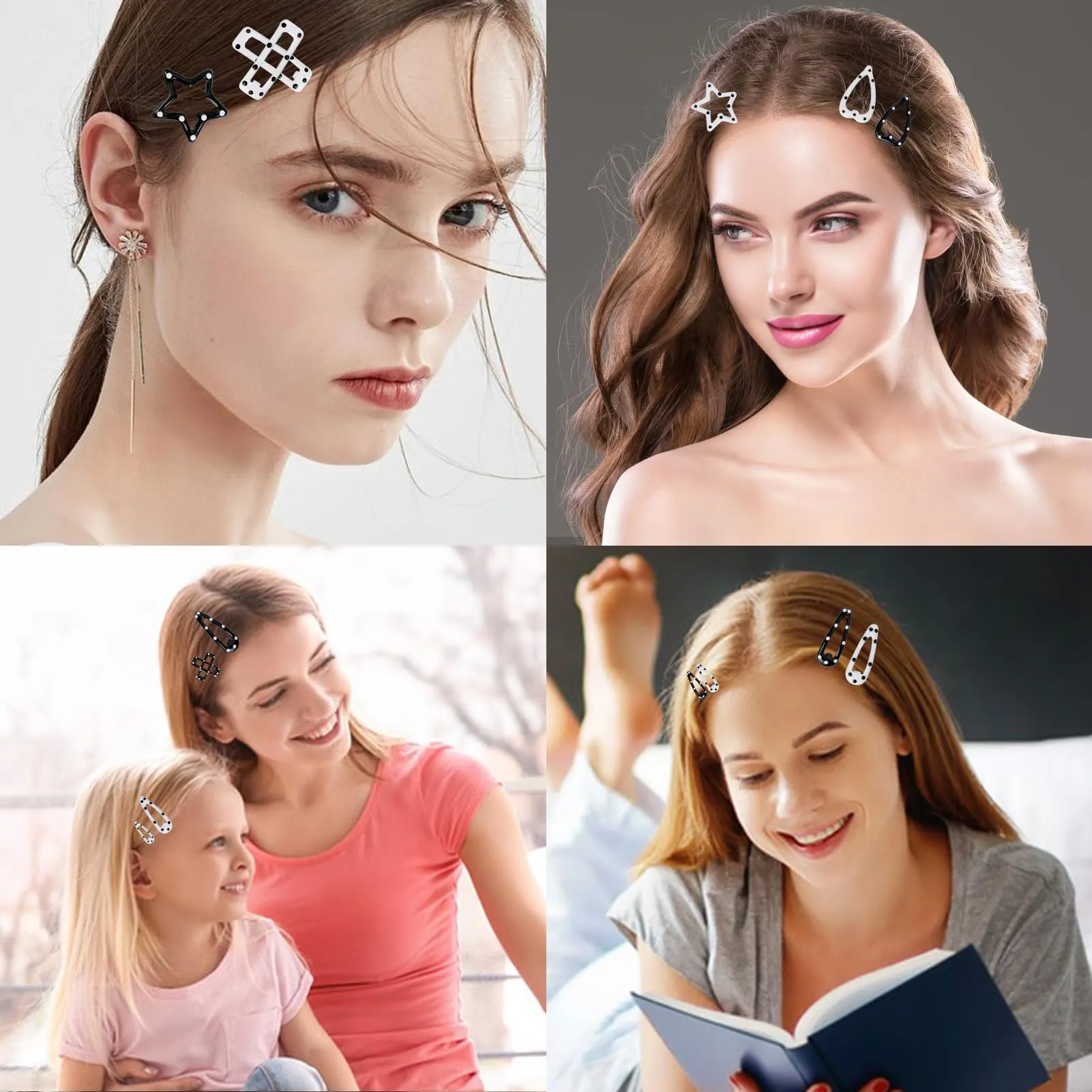 20PCS Star Hair Clips Y2k Hair Accessories for Women Black White Polka Dot Cute Hair Pins for Girls Star Barrettes Non Slip Kawaii Snap Hair Clips Small for Styling Festival Accessories