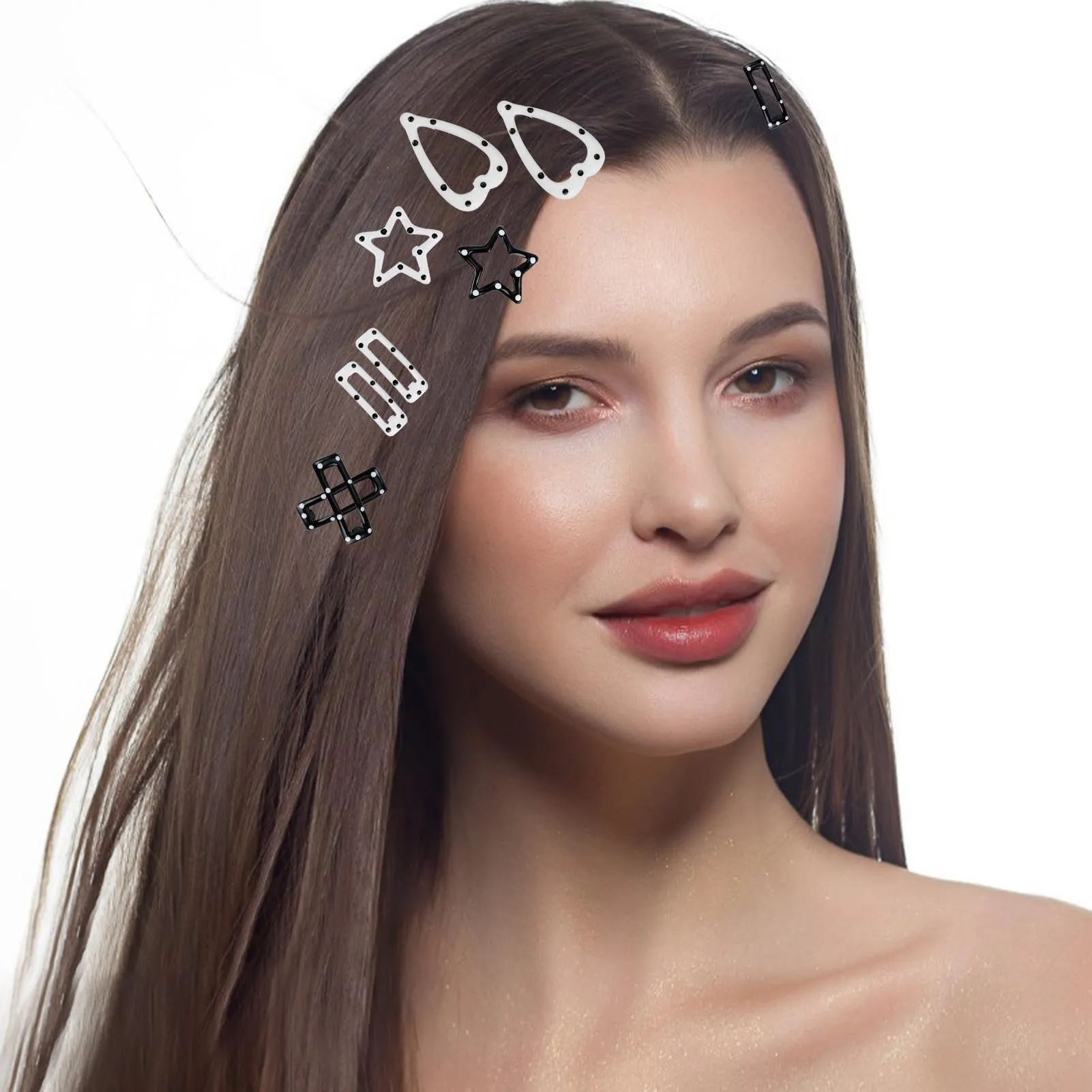 20PCS Star Hair Clips Y2k Hair Accessories for Women Black White Polka Dot Cute Hair Pins for Girls Star Barrettes Non Slip Kawaii Snap Hair Clips Small for Styling Festival Accessories