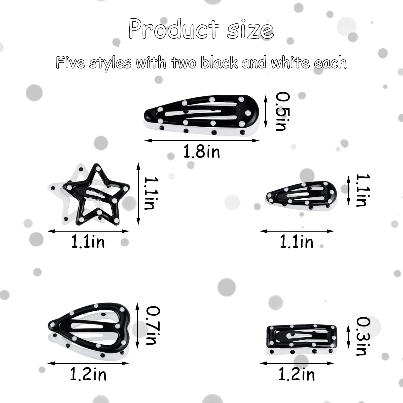 20PCS Star Hair Clips Y2k Hair Accessories for Women Black White Polka Dot Cute Hair Pins for Girls Star Barrettes Non Slip Kawaii Snap Hair Clips Small for Styling Festival Accessories