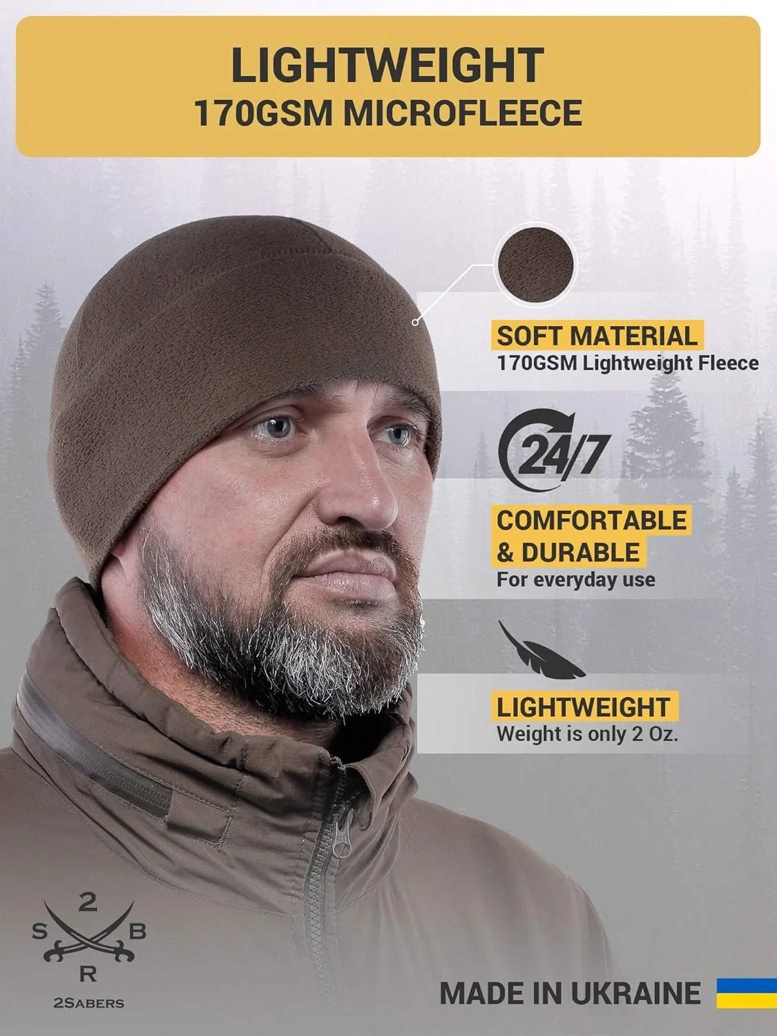 2SBR 2SABERS Warm Lightweight 170 Fleece Watch Cap - Men Women - Army Skull Beanie Hat