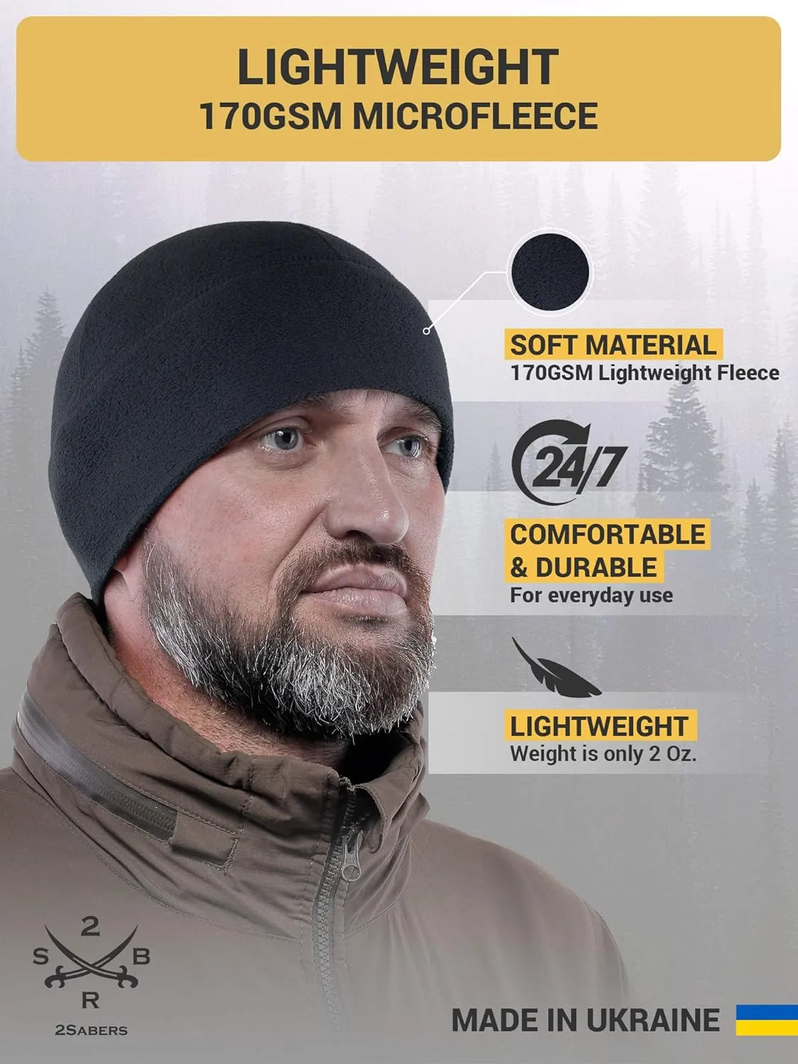2SBR 2SABERS Warm Lightweight 170 Fleece Watch Cap - Men Women - Army Skull Beanie Hat
