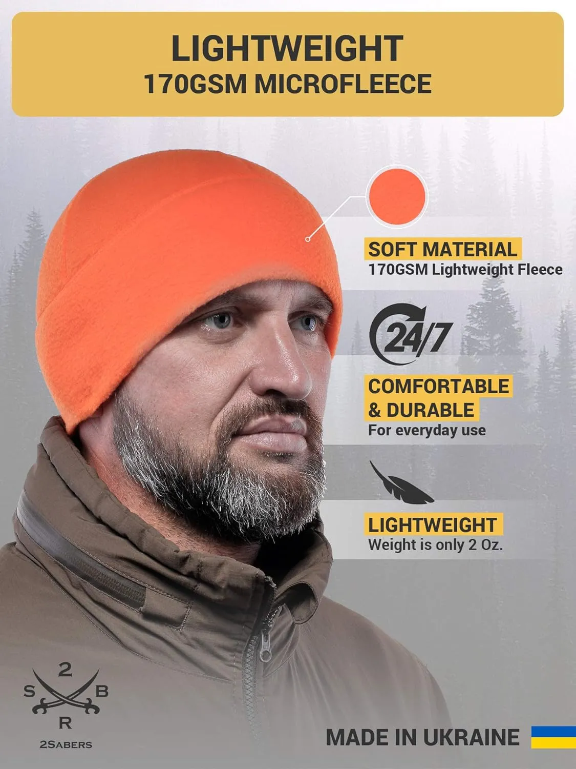 2SBR 2SABERS Warm Lightweight 170 Fleece Watch Cap - Men Women - Army Skull Beanie Hat