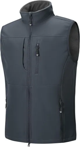 33,000ft Men's Lightweight Softshell Vest Outerwear Zip Up Fleece Lined Windproof Sleeveless Jacket for Golf Running Hiking