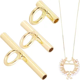 3PCS Pin to Pendant Converters, Brass Brooch Necklace Adapter, Metal Brooch Pin Converter to Pendant for DIY Jewelry Making, Crafts Accessories - Gold (8 mm, 13 mm, 20 mm)