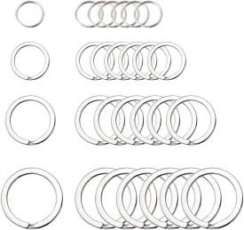 40Pcs Split Key Rings,Stainless Steel Keyrings Dog Tag Ring,4 Sizes (1/2 inch, 3/4 inch,1 inch, 1.2 inch) Key Chain Ring for Craft,Car Keys Organization