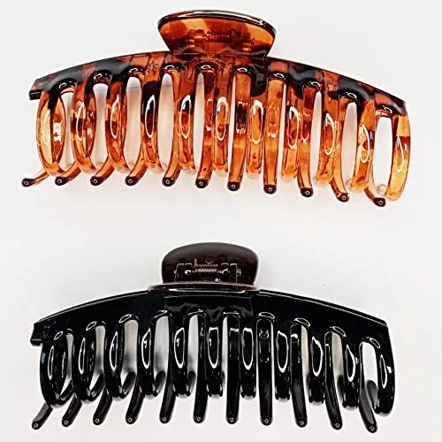 Accglory 5.5 Inches Extra Large Hair Clips for Long Thick Hair Women’s Jumbo Hair Claw Clips 2 Counts in Set Hair Accessories(royal blue and teal blue)