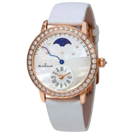 Blancpain Retrograde Calendar Moonphase Automatic 18 Carat Rose Gold Diamond Ladies Watch 3653-2954-58B