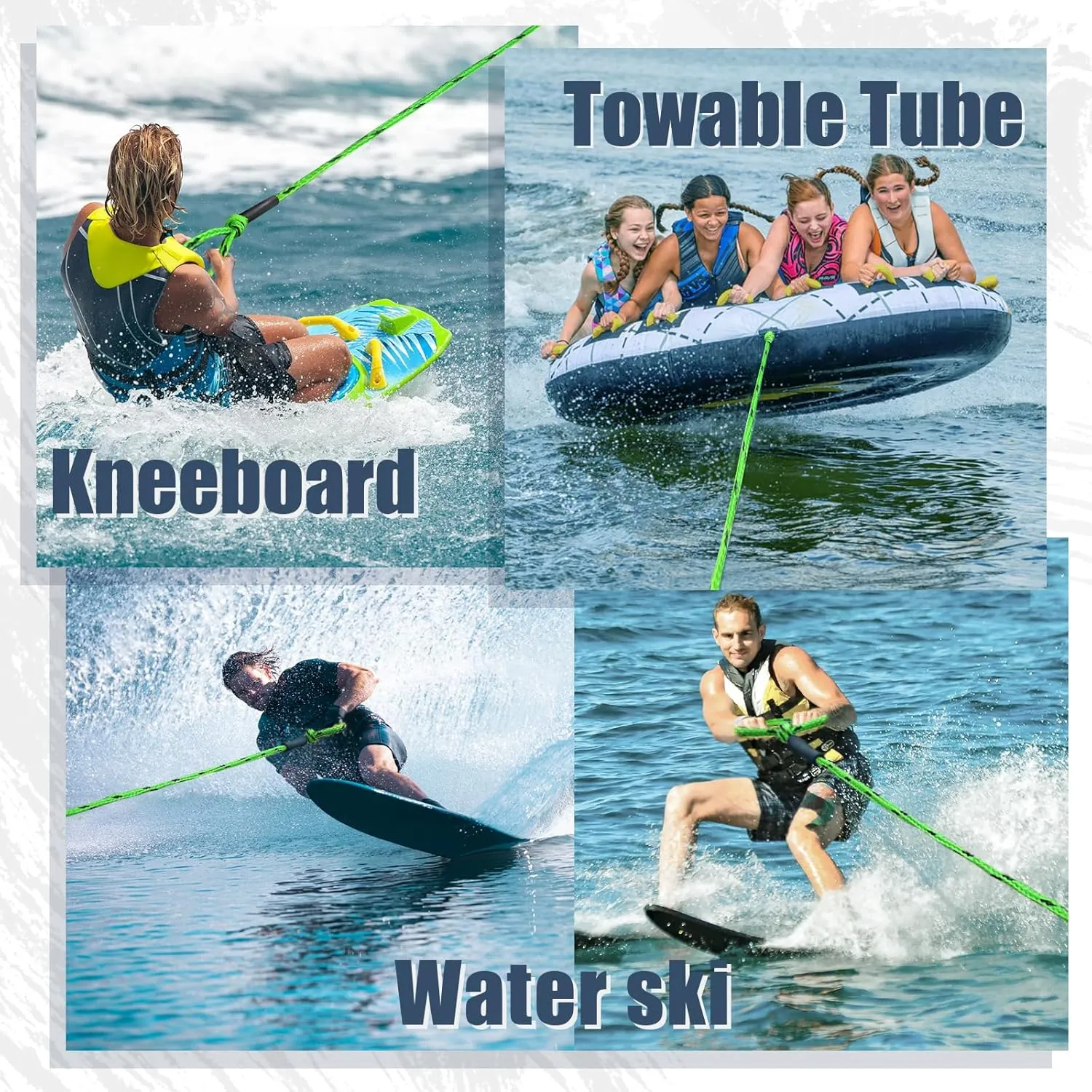 Boat Tow Rope 60ft 3-6K, Floating Ropes for Towable TubesWatersport Accessories