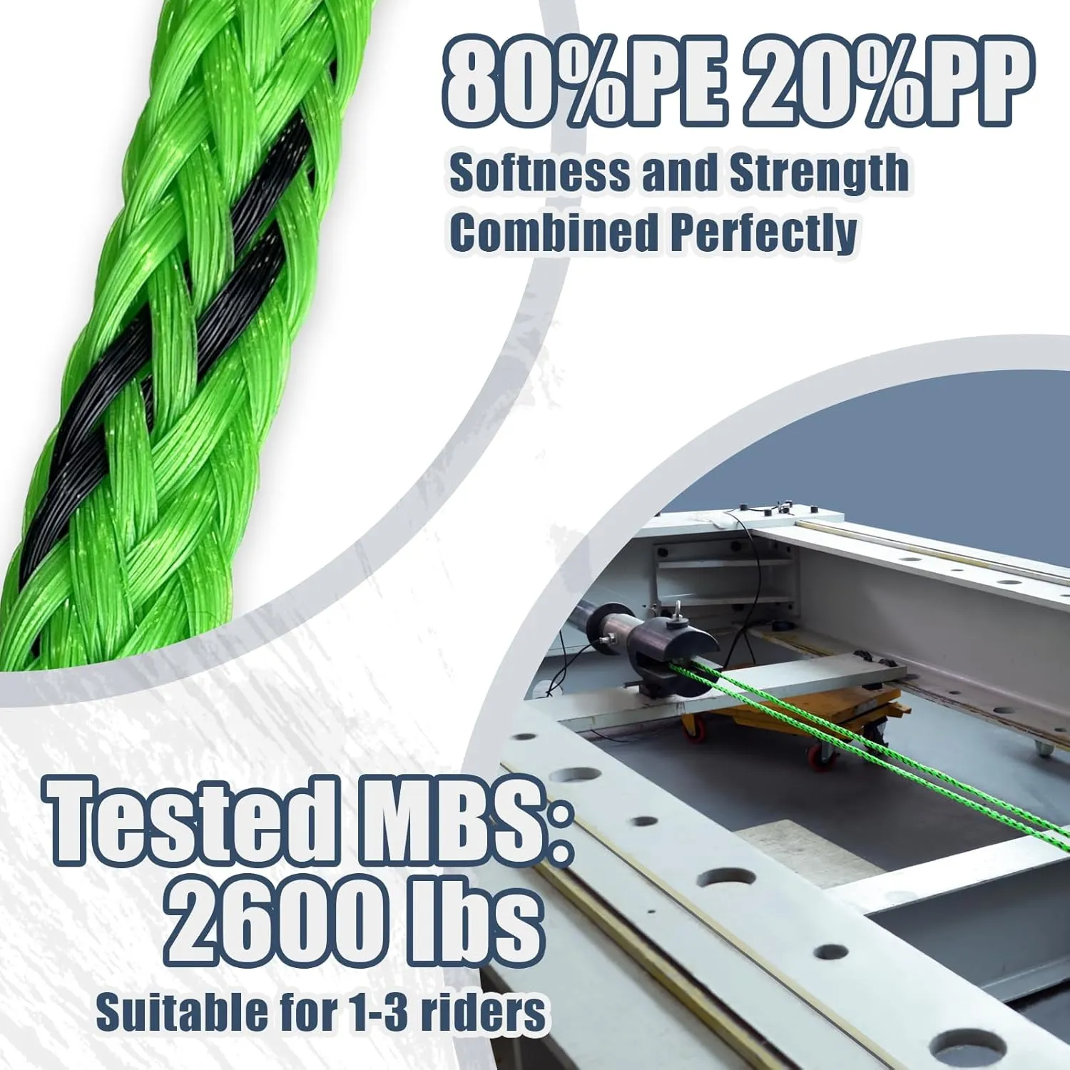 Boat Tow Rope 60ft 3-6K, Floating Ropes for Towable TubesWatersport Accessories