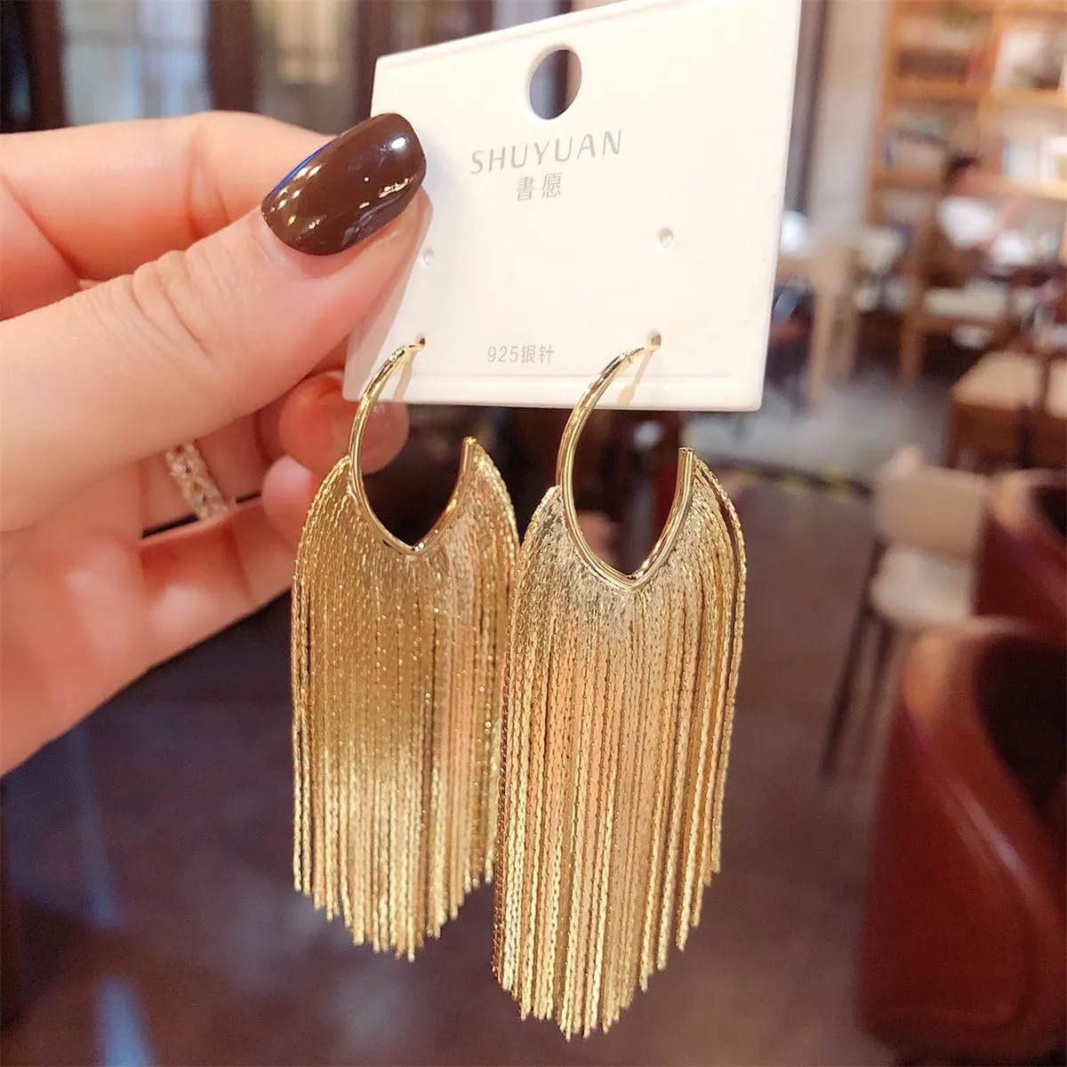 Boho Linear Tassel Drop Dangling Earrings For Women,Long Formal Country Bohemian Fringe Chain Chandelier Prom Statement Trendy Earrings For Party Prom