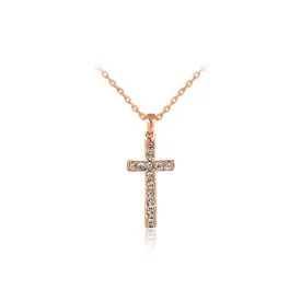 Classic design White/Rose gold plating zircon cross necklace for women fashion jewelry