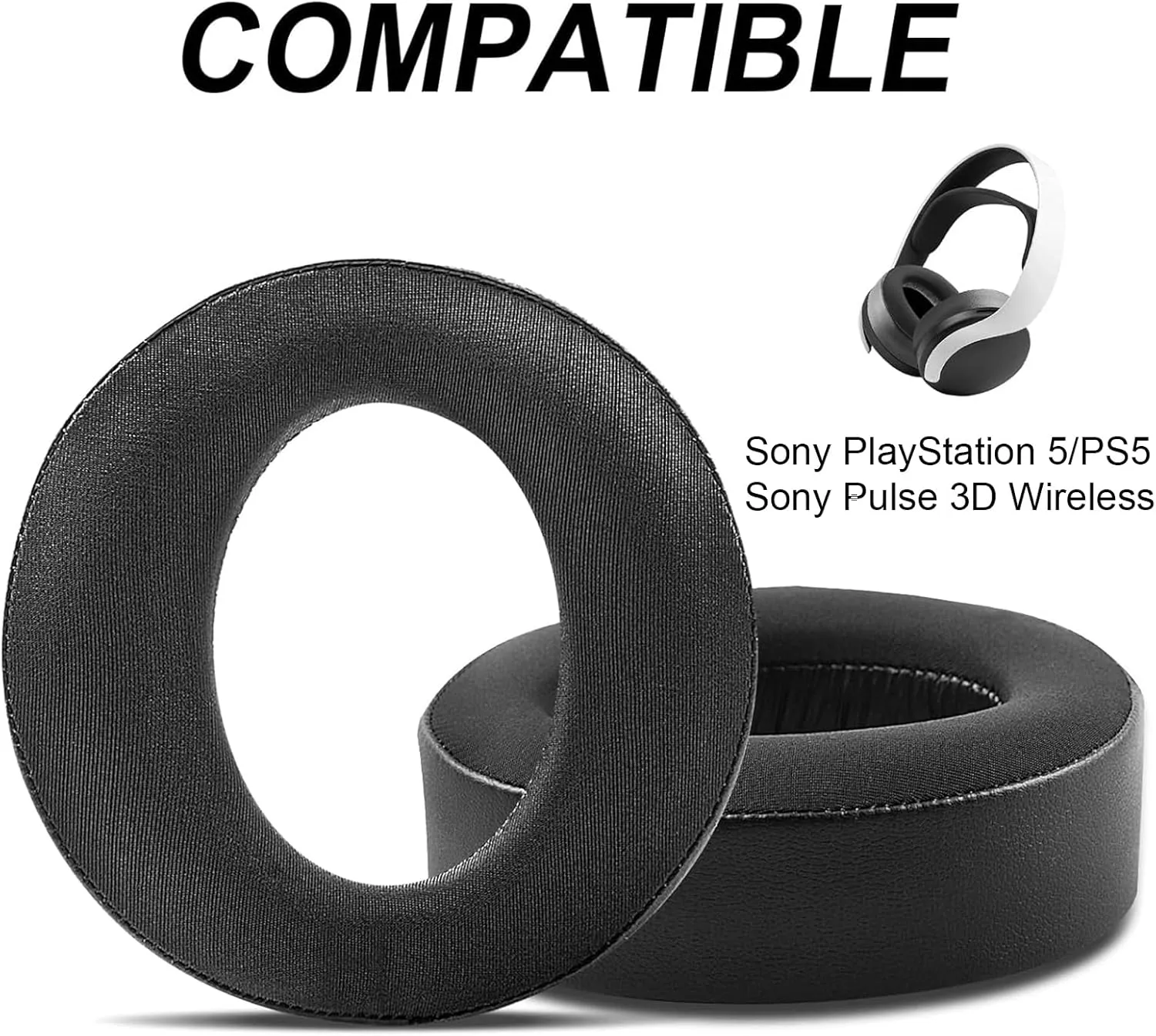 Ear Pads Cushions Replacement for Sony PlayStation 5 PS5 Pulse 3D Wireless Headset, GVOEARS Upgrade Ear Cups Accessories for Sony PS5 (Cooling-Gel Black)