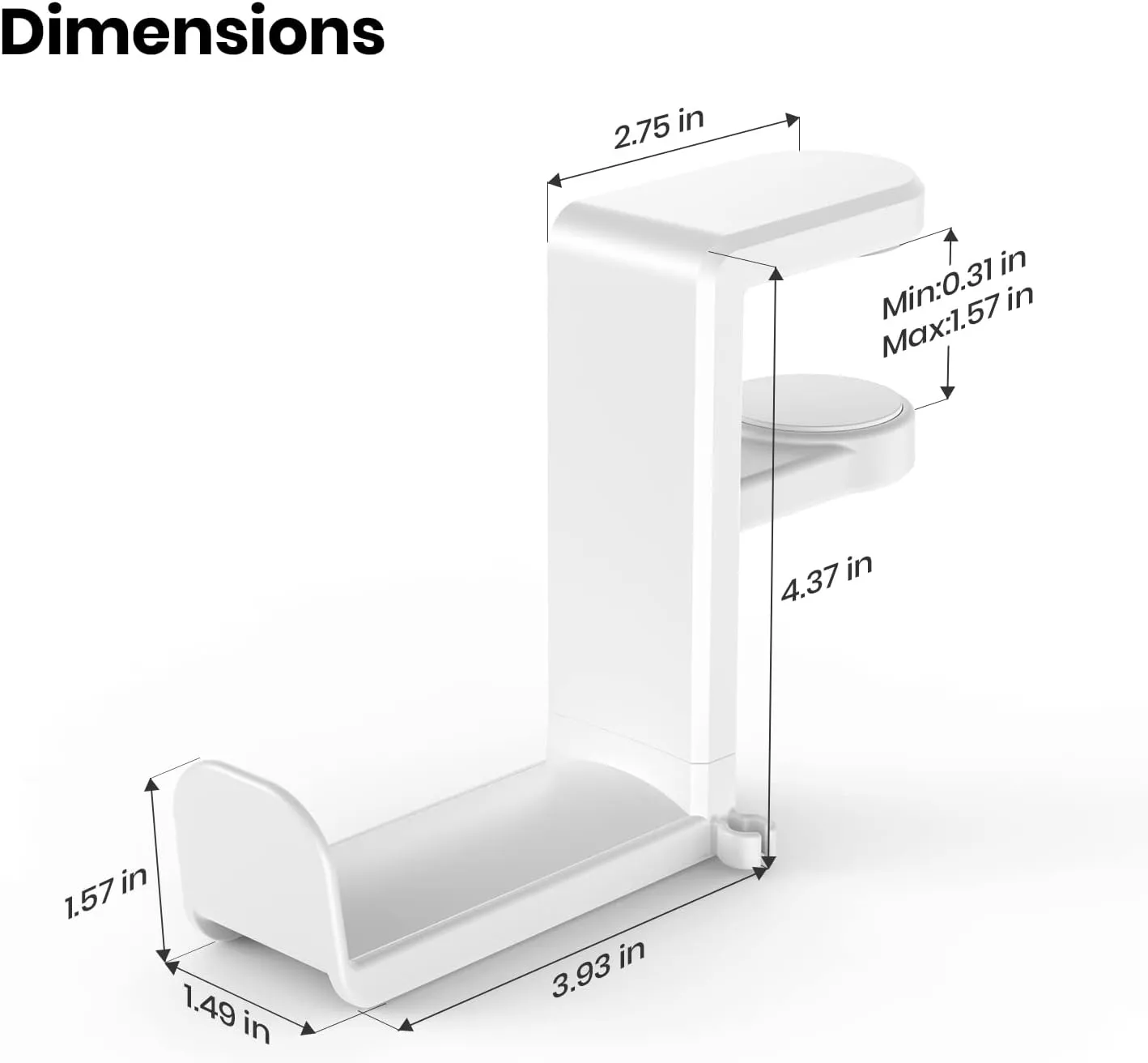 EURPMASK PC Gaming Headset Stand - Adjustable Clamp-on Headphone Holder, 360 Degree Swivel & Cable Clip Organizer - White
