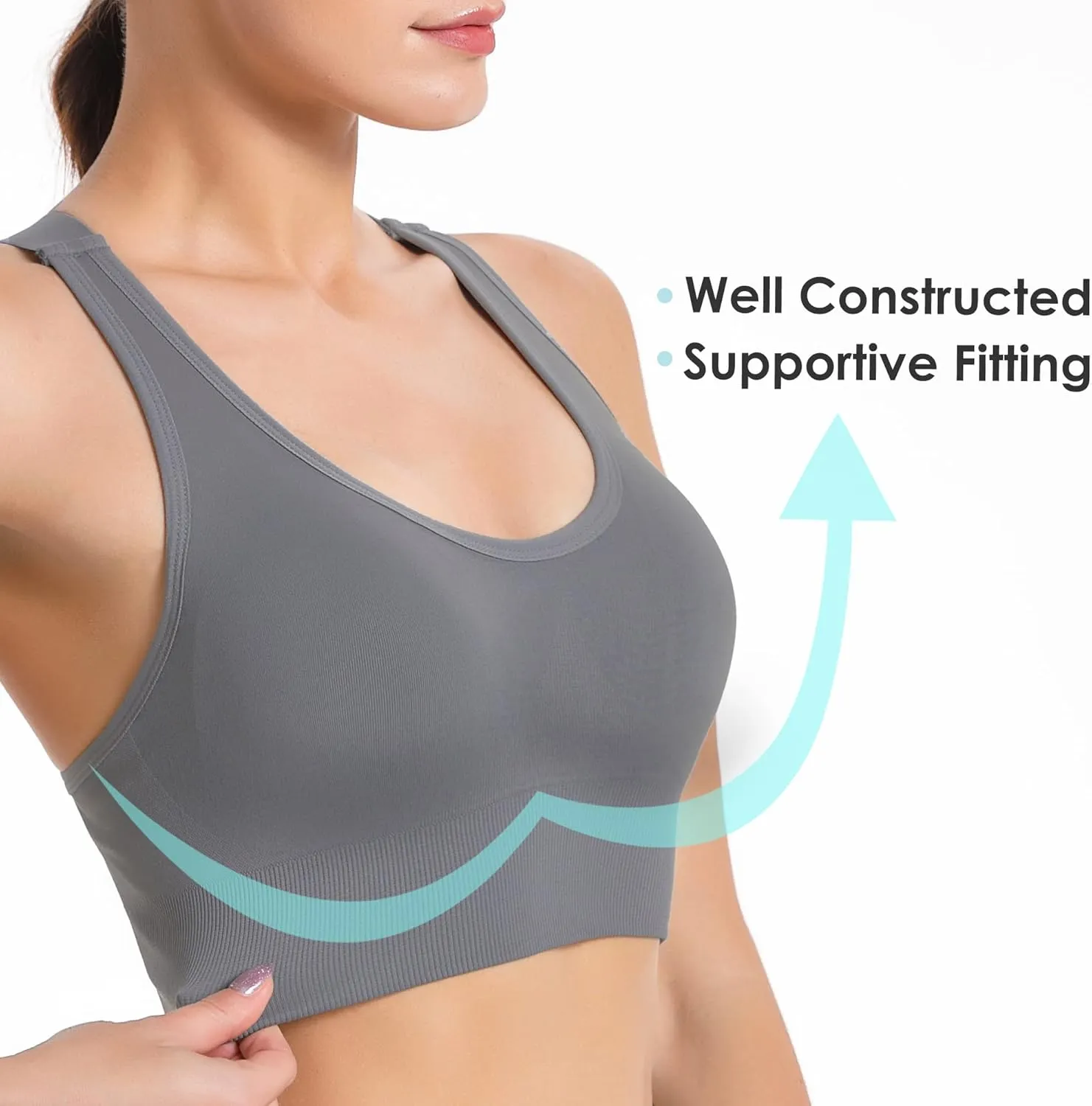 Evercute Sports Bra for Women Padded Medium Support Criss Cross Strappy Bras Seamless High Impact Yoga Exercise Athletic Bras