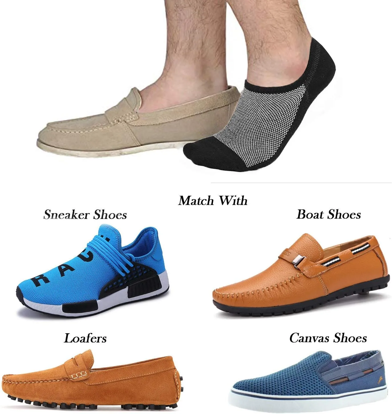 Faustine No Show Socks Ankle Low Cut Socks for Mens, Non Slip, 8 Pairs 16 Pairs
