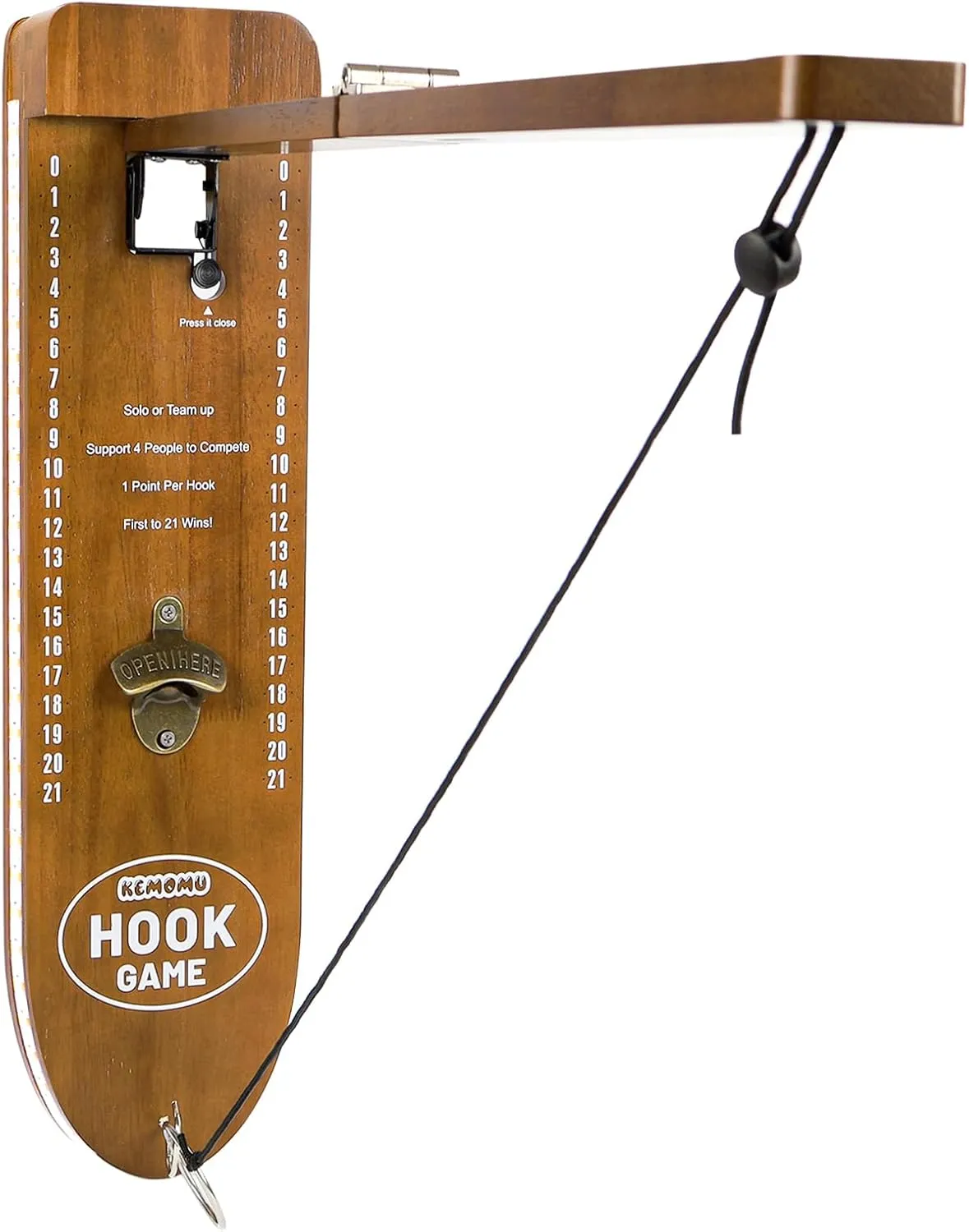 Foldable Ring Toss Game, Man Cave Decor, Solid Wood Wall Mounted Hook and Ring Game with Adjustable Rings & LED Lights, Suitable for Indoor/Outdoor Party Games, Bar, Yard Games