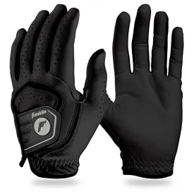 Franklin Sports Golf Glove - Pro Golf Gloves - Premium Leather Golfing Glove - Maximum Grip - Black - Left Hand Glove - Adult Medium