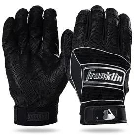 Franklin Sports MLB Batting Gloves - Neo Classic II Adult   Youth Batting Gloves Pair - Baseball   Softball Batting Gloves - Black   Silver - Adult Small