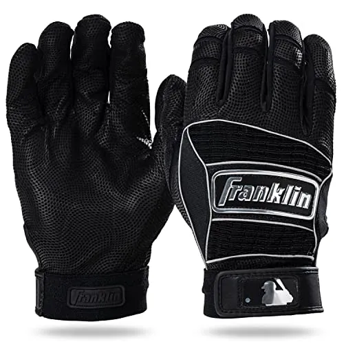Franklin Sports MLB Batting Gloves - Neo Classic II Adult   Youth Batting Gloves Pair - Baseball   Softball Batting Gloves - Black   Silver - Adult Small