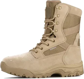 FREE SOLDIER Men's Tactical Boots 8 Inches Lightweight Combat Boots Durable Suede Leather Military Work Boot Desert Boot