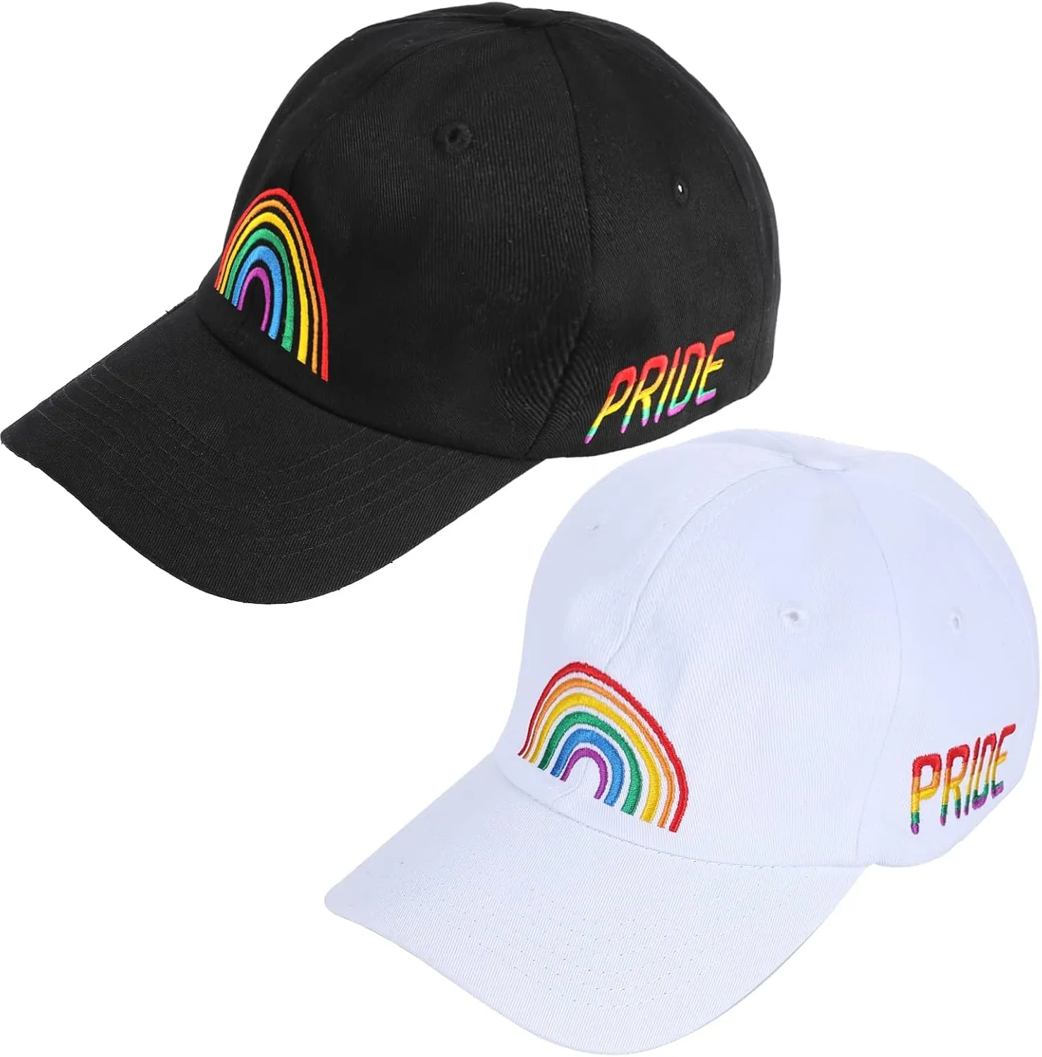 Gay Pride Hats - Embroidered Rainbow Hats Adjustable Cotton Baseball Caps for Men Women Clothing Accessories Gifts LGBTQ Stuff, 2 Pack