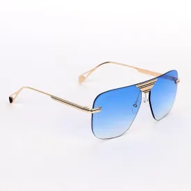 GC Rimless frame Acetate And Gold Meta Hand Blue Lens Sunglasses