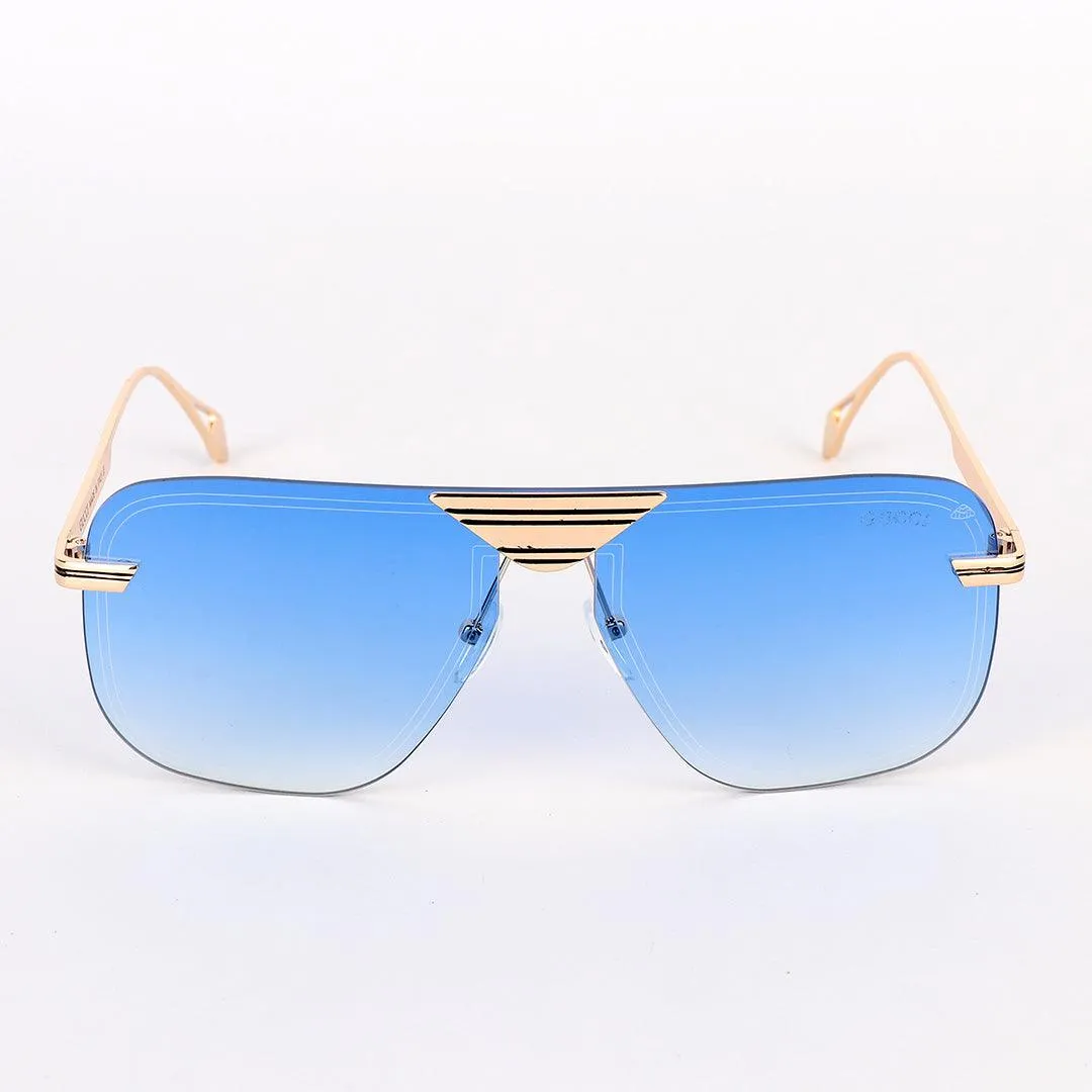 GC Rimless frame Acetate And Gold Meta Hand Blue Lens Sunglasses