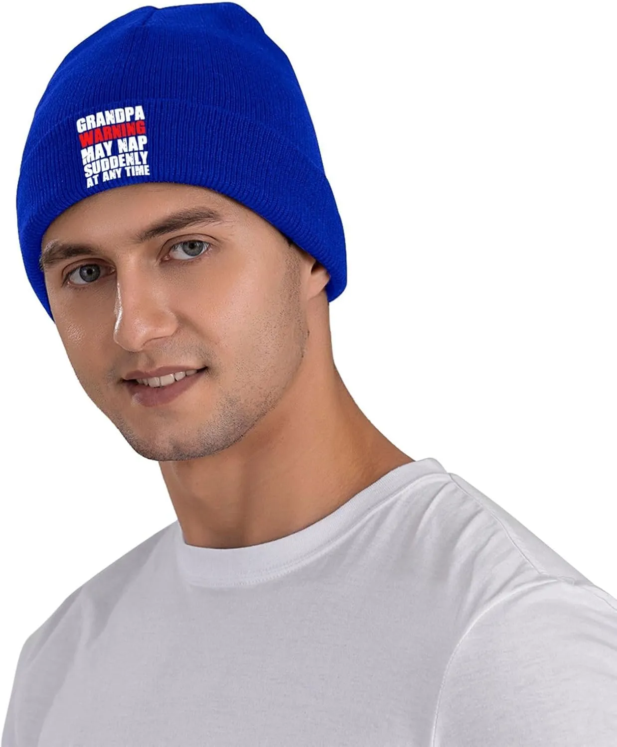 Grandpa Warning May Nap Suddenly at Any Time Beanies for Men & Women - Knit Beanie Soft Skull Caps,Daily Winter Hat