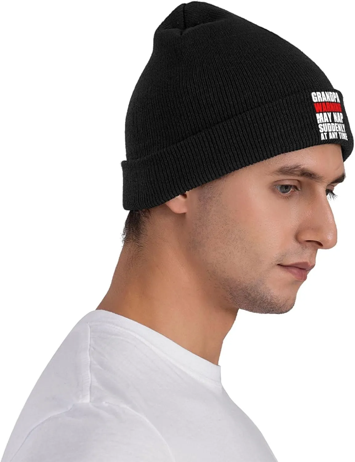 Grandpa Warning May Nap Suddenly at Any Time Beanies for Men & Women - Knit Beanie Soft Skull Caps,Daily Winter Hat