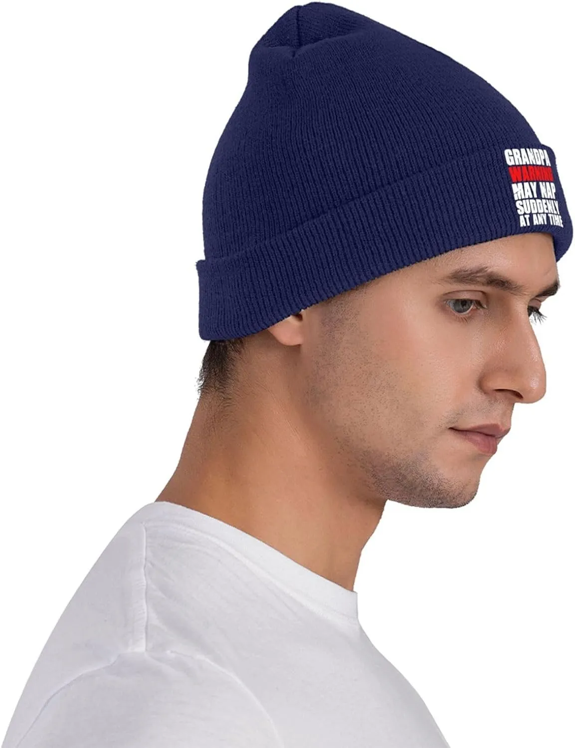 Grandpa Warning May Nap Suddenly at Any Time Beanies for Men & Women - Knit Beanie Soft Skull Caps,Daily Winter Hat