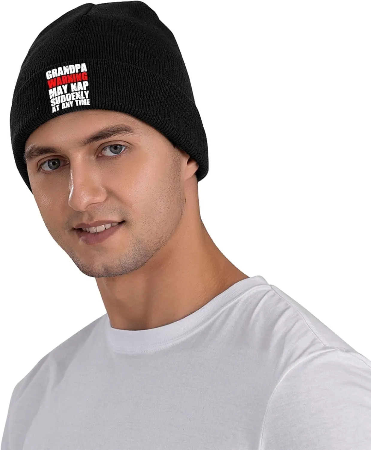 Grandpa Warning May Nap Suddenly at Any Time Beanies for Men & Women - Knit Beanie Soft Skull Caps,Daily Winter Hat
