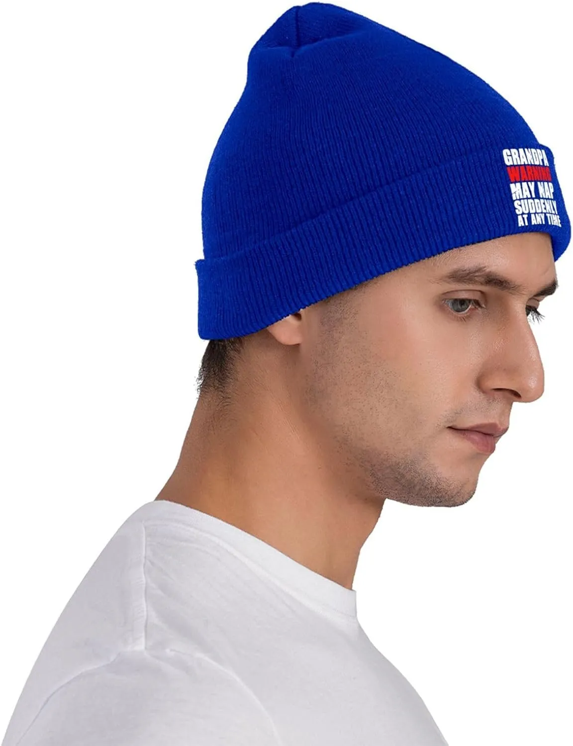 Grandpa Warning May Nap Suddenly at Any Time Beanies for Men & Women - Knit Beanie Soft Skull Caps,Daily Winter Hat