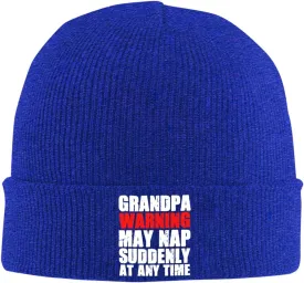 Grandpa Warning May Nap Suddenly at Any Time Beanies for Men & Women - Knit Beanie Soft Skull Caps,Daily Winter Hat