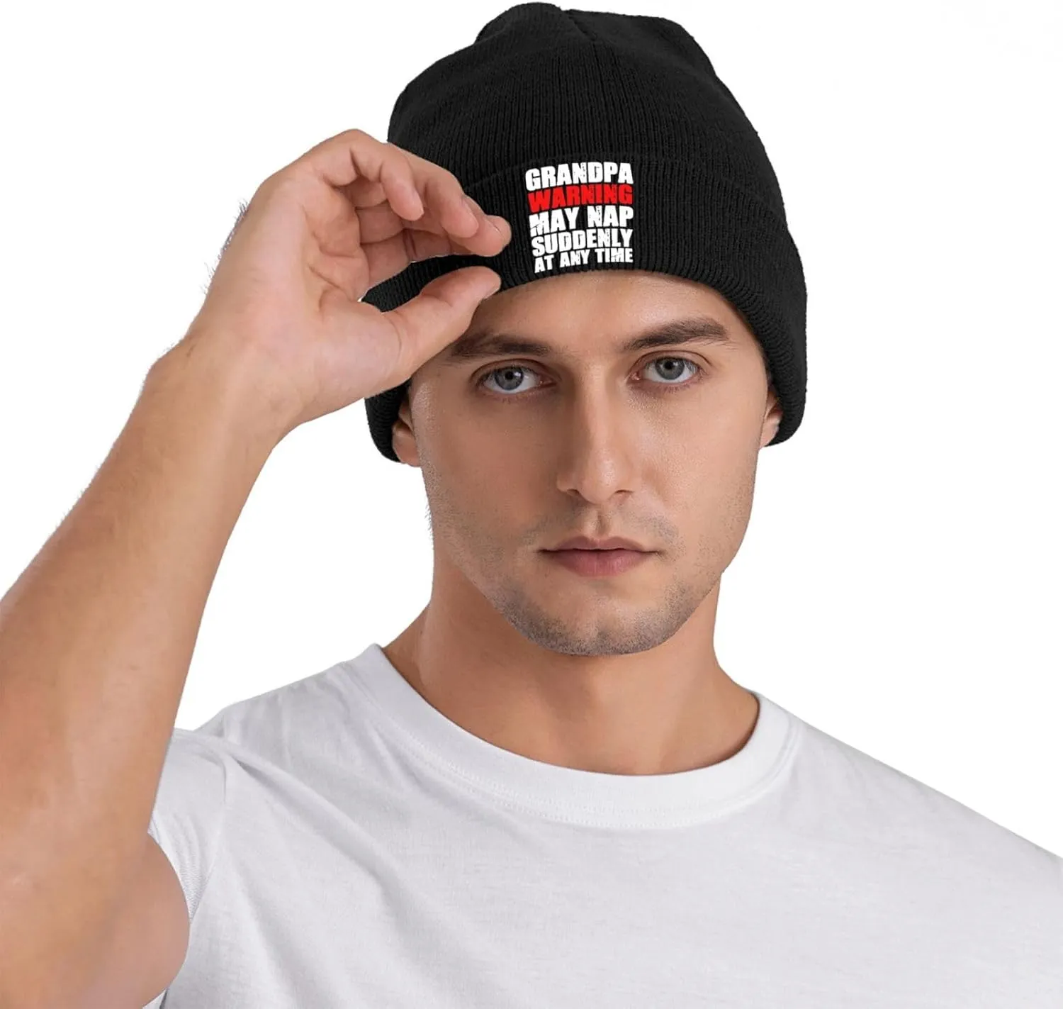 Grandpa Warning May Nap Suddenly at Any Time Beanies for Men & Women - Knit Beanie Soft Skull Caps,Daily Winter Hat