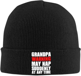 Grandpa Warning May Nap Suddenly at Any Time Beanies for Men & Women - Knit Beanie Soft Skull Caps,Daily Winter Hat