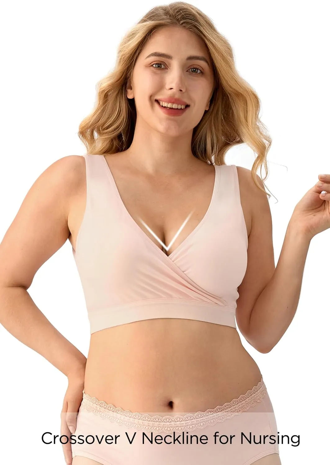 HBselect Nursing Bras for Breastfeeding, Maternity Nursing Sleep Bra Wireless Pregnancy Sleep Bralette 3/5 Pack