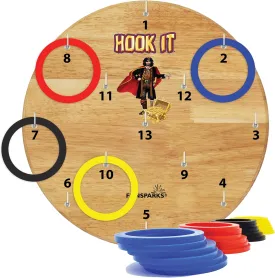 Hook It Ring Toss Game for Kids & Adults  Includes 24 Rings and Extra Hook  Indoor & Outdoor Games for Family and Friends  Safe Alternative to Darts