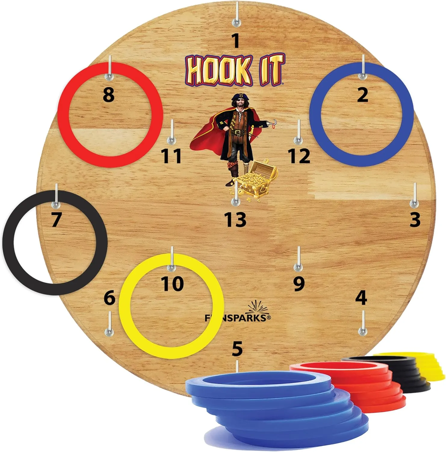 Hook It Ring Toss Game for Kids & Adults  Includes 24 Rings and Extra Hook  Indoor & Outdoor Games for Family and Friends  Safe Alternative to Darts