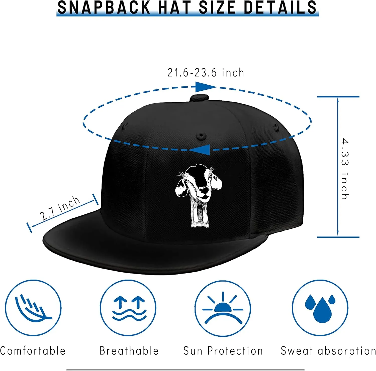 Horror Skull Hat Snapback Hat for Men Women Black Adjustable Classic Adult Baseball Cap Flat Bill Hip Hop Cap
