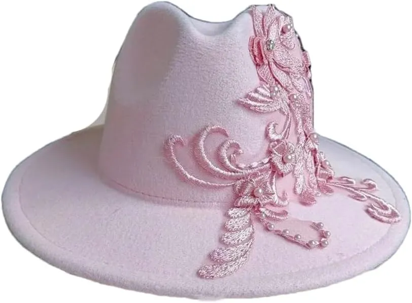 JNKIHAPOT Women's Embroidered Jazz Hat Wedding Hat Fedora Hat Wedding Hat Men's Fedora Hat Sombrero