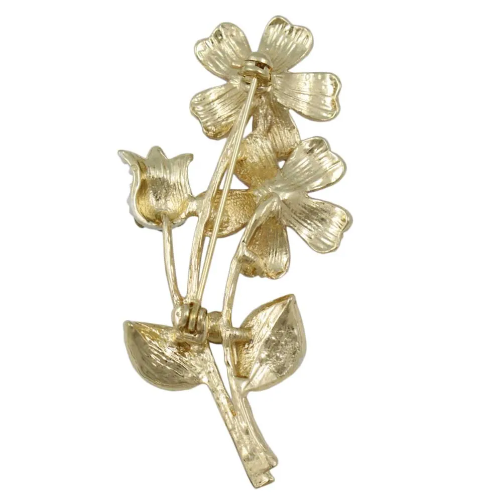 Lavender Crystal Daisies and Tulip Flower Brooch Pin - PRL515