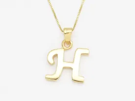 Letter H Gold Pendant - Alphabet Letter Necklace, Initial H Necklace