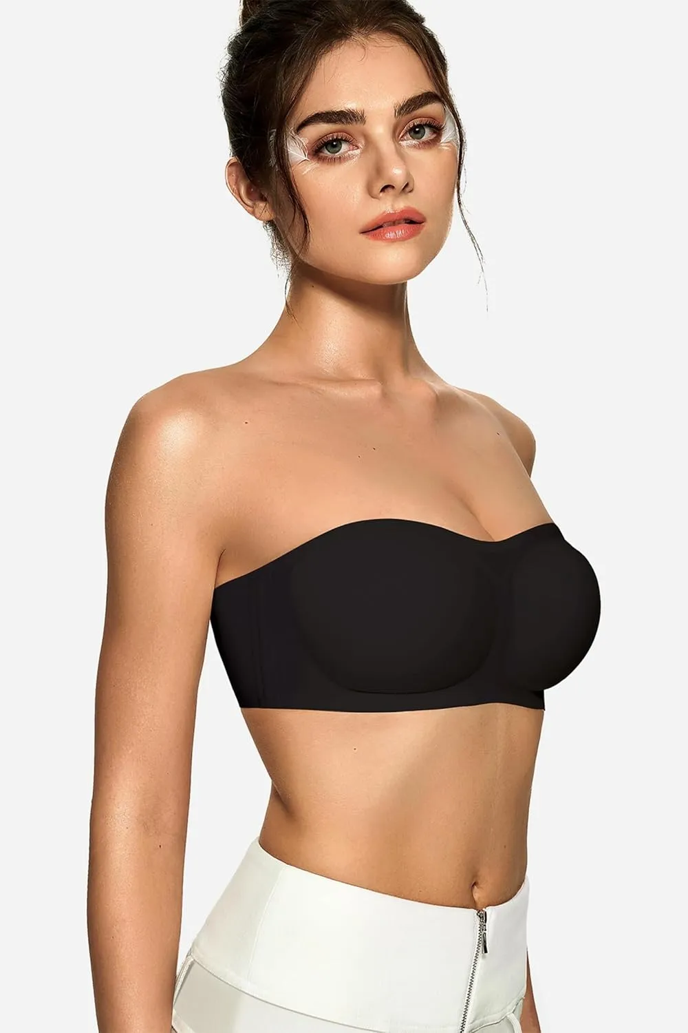 OEAK Womens Strapless Bras Push Up Bandeau Bra Non Slip Wireless Supportive Padded Bras Seamless Comfortable Tube Bra