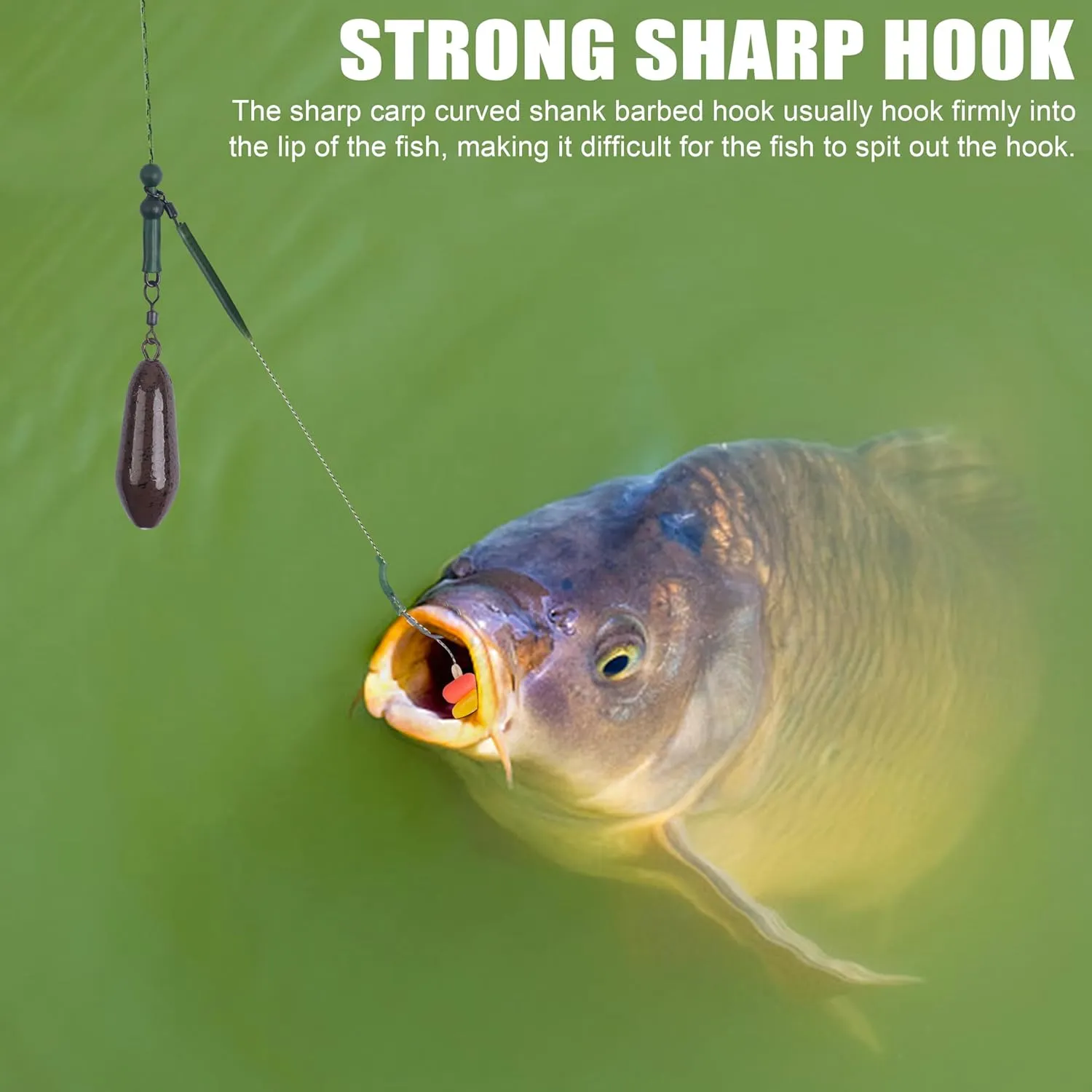 OROOTL Carp Fishing Rigs Kit, Carp Hair Rigs with Coated Sinker Weight Quick Change Rolling Swivel Hooks Corn Bait Sleeves Boilie Leader Fishing Equipment Accessories Set