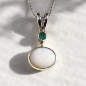 Oval Opal Necklace - Natural Opal Necklace -  Vintage Opal Pendant