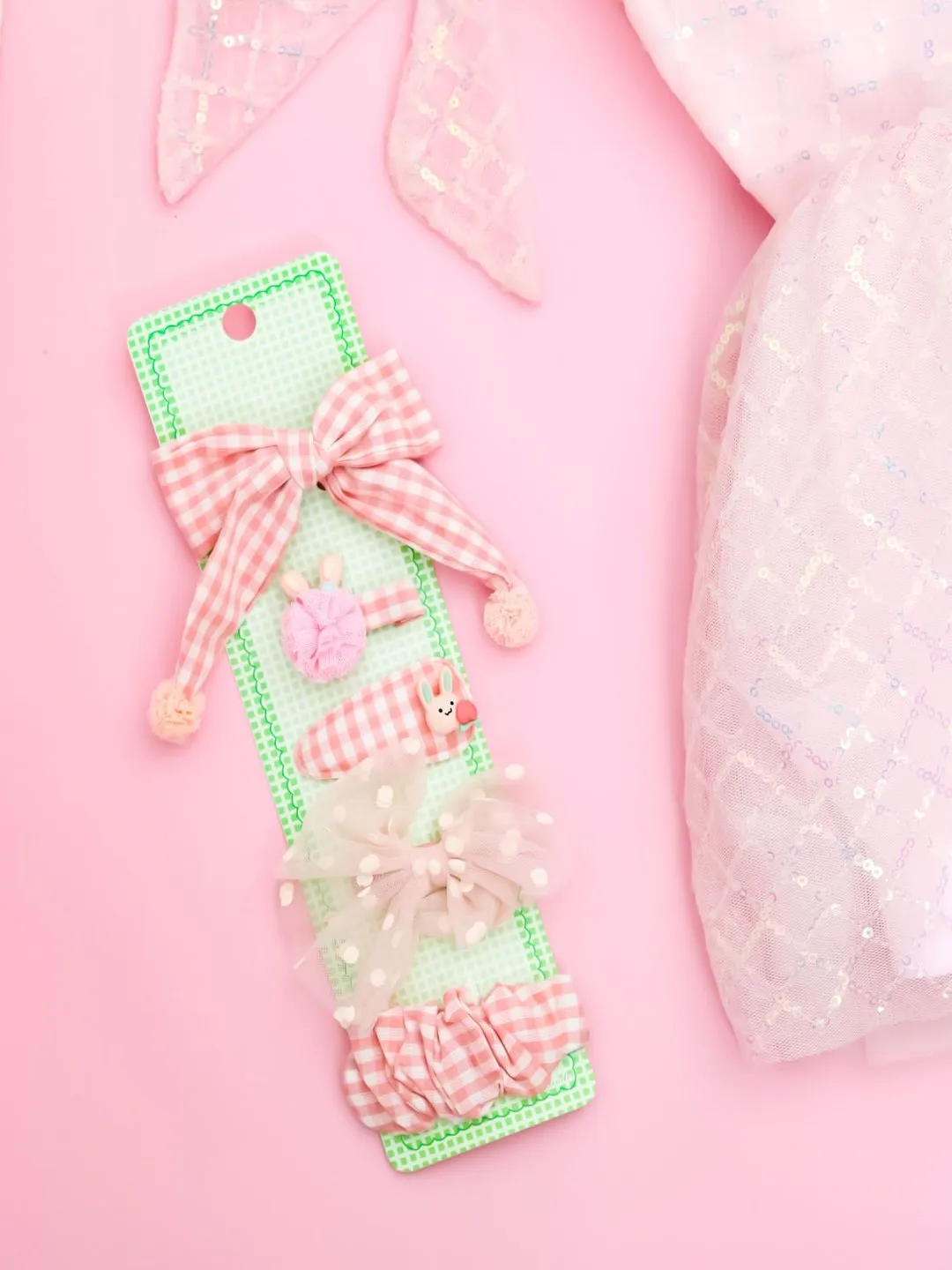 Pack Of 5 Pink Bow Hair Clip Quintet for Girls